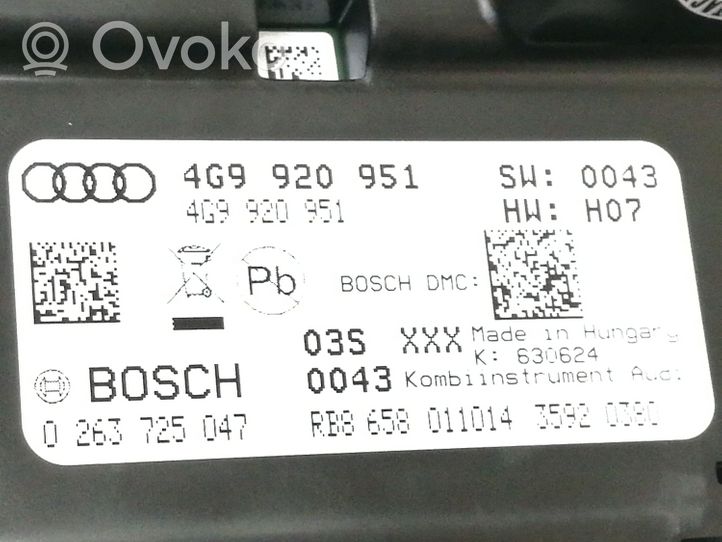 Audi A6 Allroad C7 Compteur de vitesse tableau de bord 4G9920951