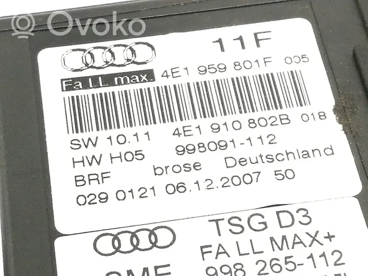 Audi A8 S8 D3 4E Etuoven ikkunan nostomoottori 4E1959801F