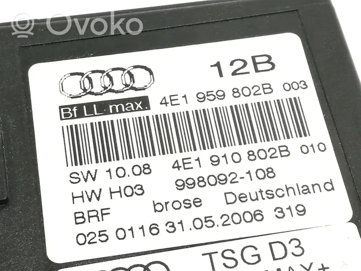 Audi A8 S8 D3 4E Etuoven ikkunan nostomoottori 4E1959802B