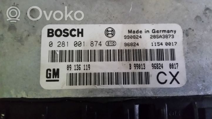 Opel Vectra B Sterownik / Moduł ECU 0281001874