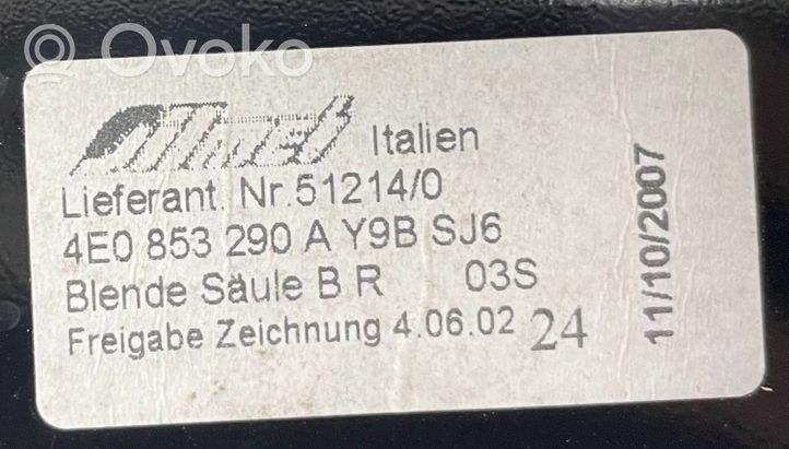 Audi A8 S8 D3 4E (B) Garniture de montant extérieur 4E0853290A