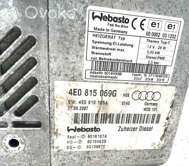 Audi A8 S8 D3 4E Pre riscaldatore ausiliario (Webasto) 4E0815069G