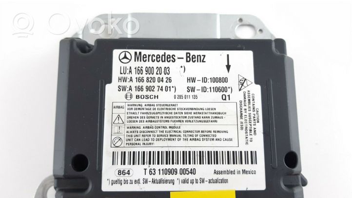 Mercedes-Benz GLE AMG (W166 - C292) Module de contrôle airbag A1669002003