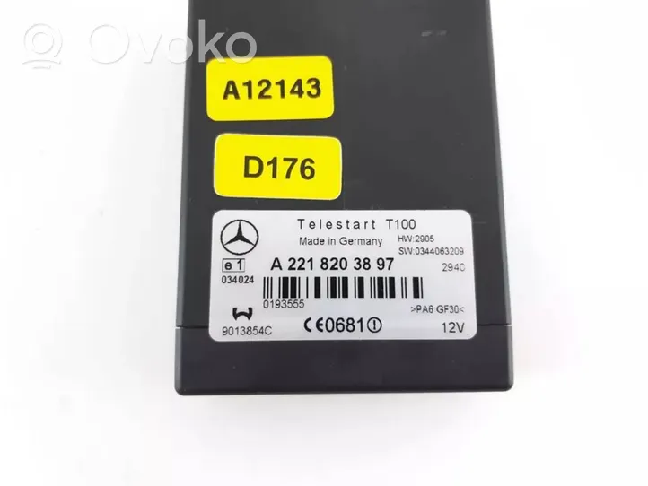 Mercedes-Benz S W221 Centralina/modulo riscaldamento ausiliario A2218203897