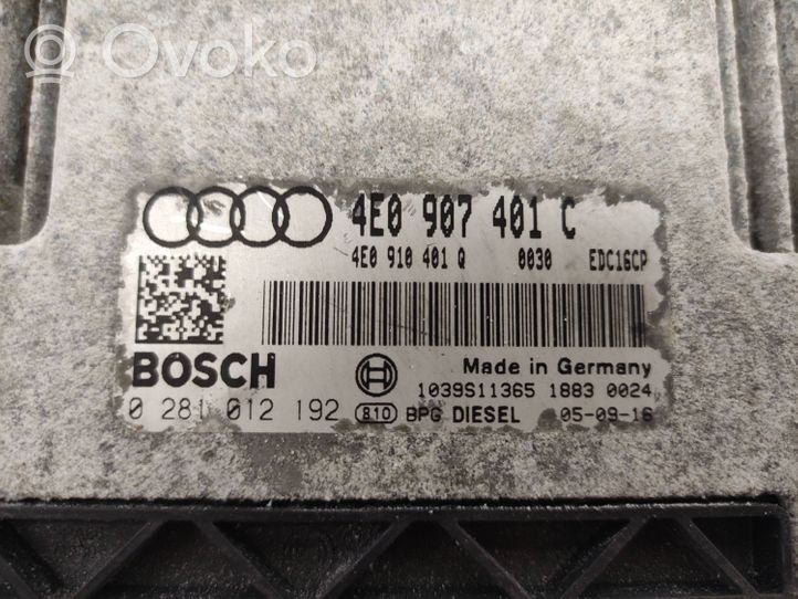 Audi A8 S8 D3 4E Centralina/modulo del motore 4E0907401C