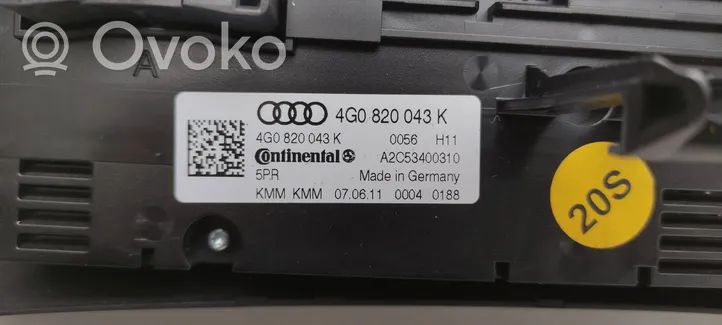 Audi A6 S6 C7 4G Ilmastoinnin ohjainlaite 4G0820043K