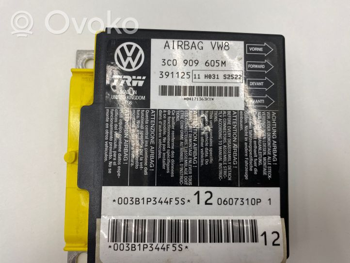 Volkswagen PASSAT B6 Oro pagalvių valdymo blokas 3C0909605M