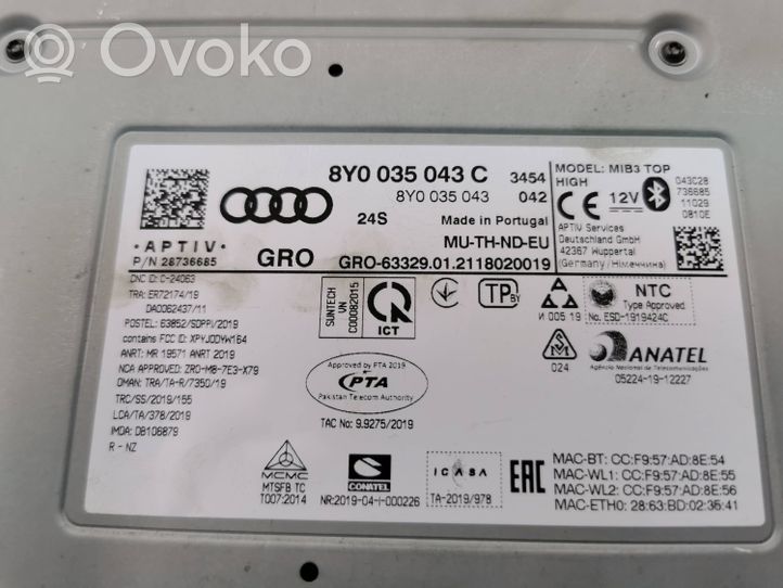 Audi A3 8Y Radio/CD/DVD/GPS-pääyksikkö 8V0035043C