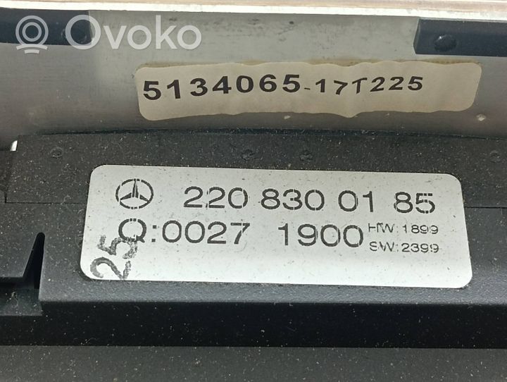 Mercedes-Benz S W220 Gaisa kondicioniera / klimata kontroles / salona apsildes vadības bloks (salonā) 2208300185