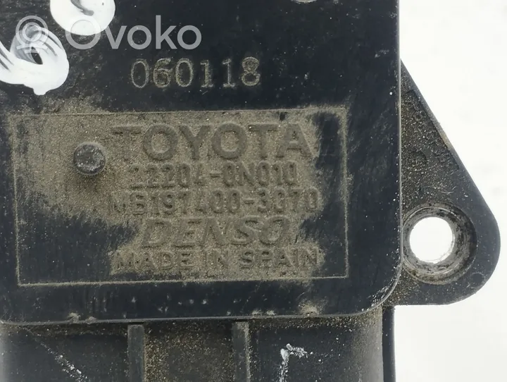 Toyota Avensis T250 Ilmamassan virtausanturi 222040N010