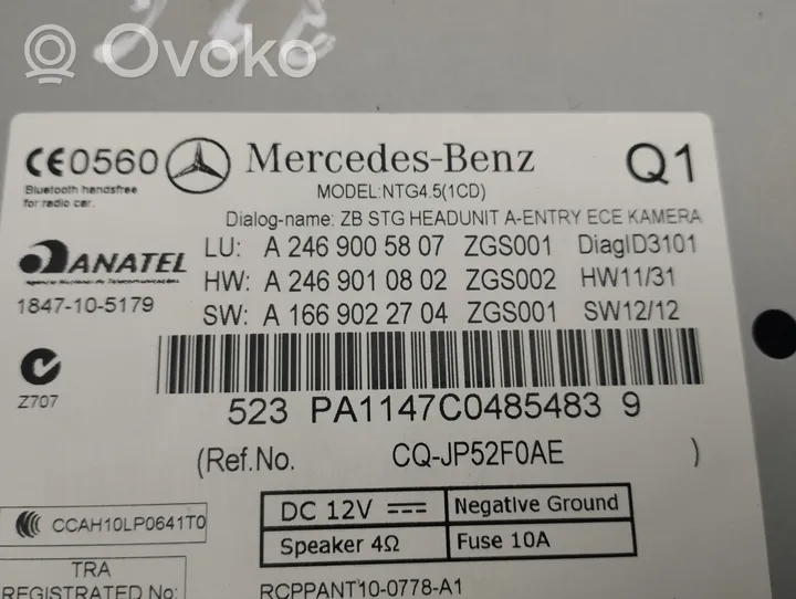 Mercedes-Benz B W246 W242 Radio/CD/DVD/GPS-pääyksikkö A2469005807