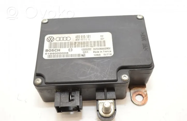 Audi A8 S8 D3 4E Module de contrôle de batterie 0199000006