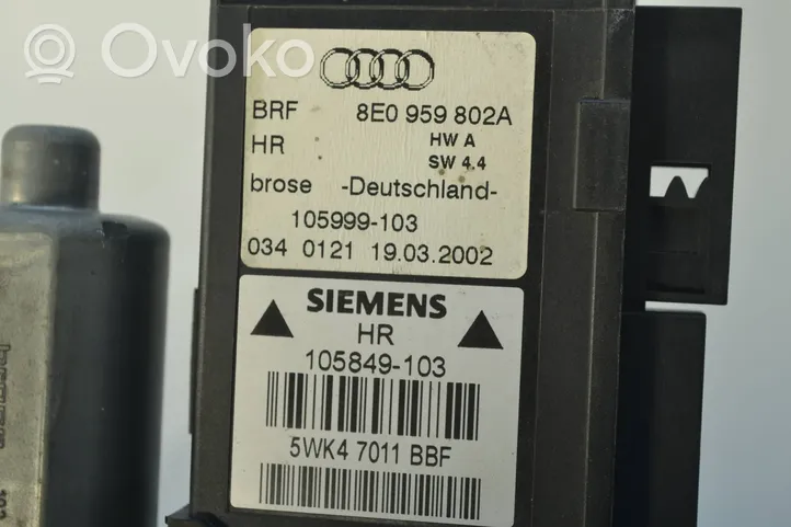 Audi A4 S4 B7 8E 8H Galinis varikliukas langų pakėlėjo 8E0959802A