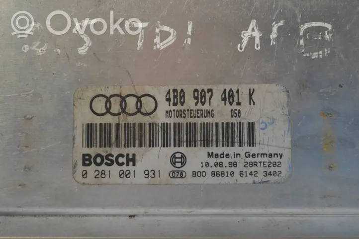 Audi A6 S6 C5 4B Variklio valdymo blokas 4B0907401K