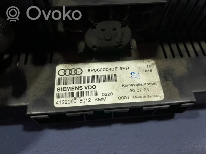 Audi A3 S3 8P Oro kondicionieriaus/ klimato/ pečiuko valdymo blokas (salone) 8P0820043E