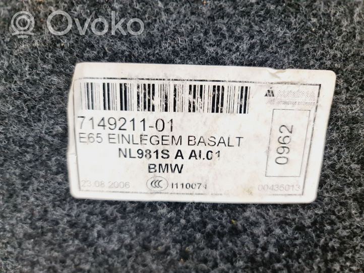 BMW 7 E65 E66 Doublure de coffre arrière, tapis de sol 7149211