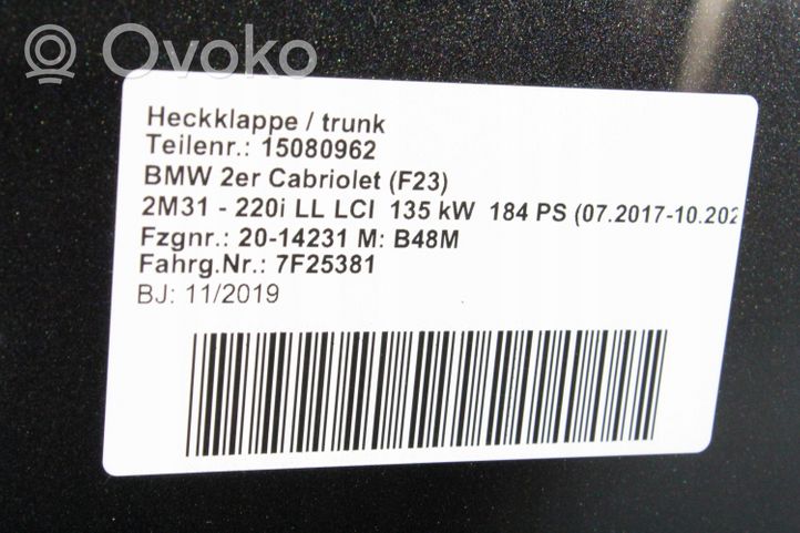 BMW 2 F22 F23 Tylna klapa bagażnika 