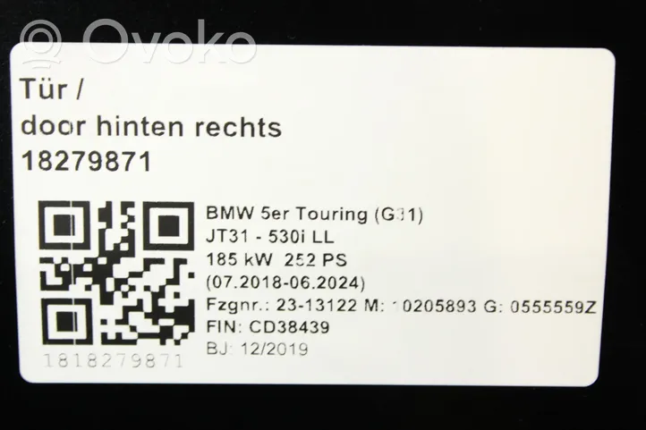 BMW 5 G30 G31 Portiera posteriore 7408966