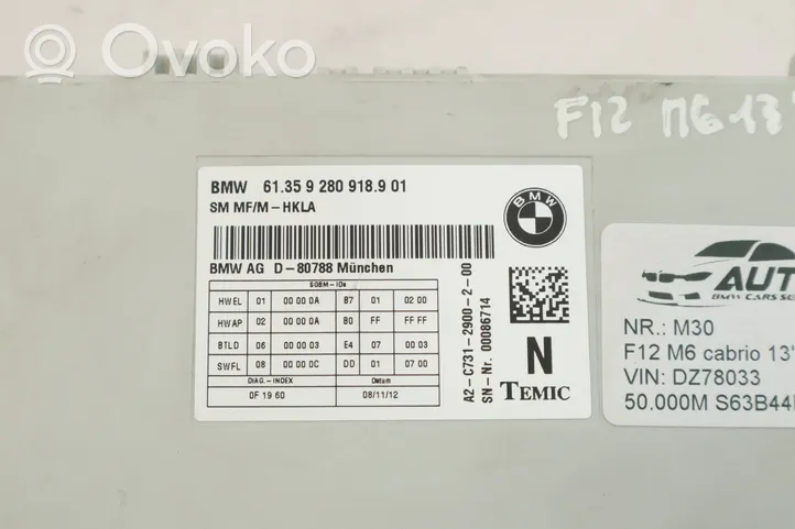 BMW 6 F12 F13 Moduł / Sterownik fotela 9280918