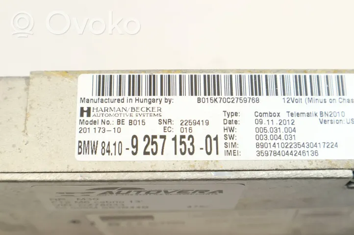 BMW 6 F12 F13 Moduł / Sterownik Bluetooth 9257153