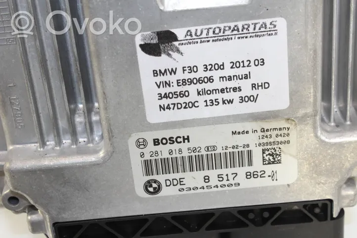 BMW 3 F30 F35 F31 Kit centralina motore ECU e serratura 8517862