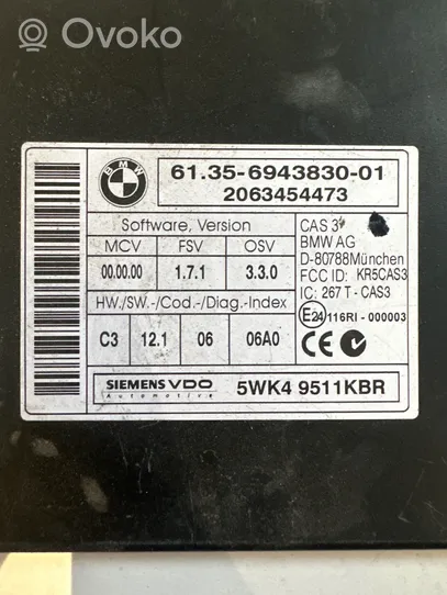 BMW 3 E90 E91 Komputer / Sterownik ECU i komplet kluczy 6943830