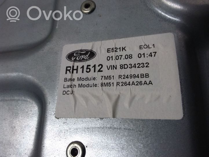 Ford C-MAX I Mehāniskais aizmugurē loga pacelšanas mehānisms 7M51R24994BB
