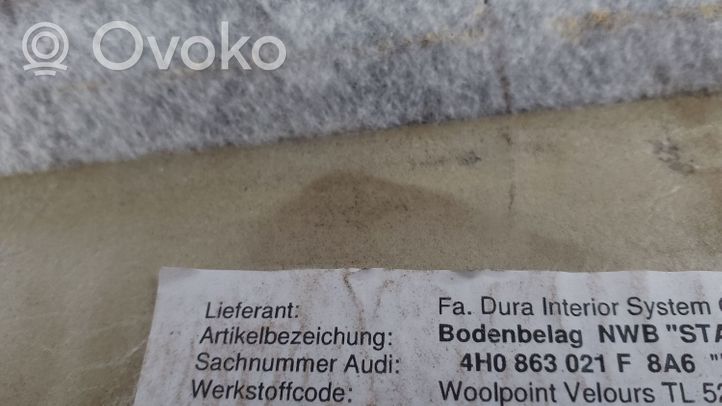 Audi A8 S8 D4 4H Rear floor carpet liner 4H0863021F