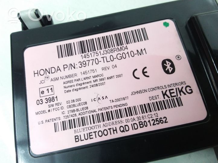 Honda Accord Moduł / Sterownik Bluetooth 39770TL0G010M1
