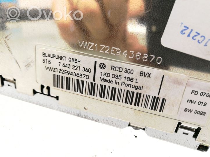 Volkswagen PASSAT B6 Radio/CD/DVD/GPS-pääyksikkö 1K0035186L