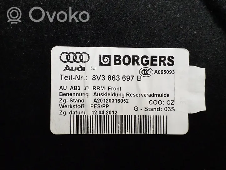 Audi A3 S3 8V Tavaratilan pohjan tekstiilimatto 8V3863697B