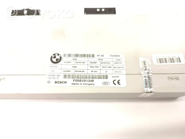 BMW 3 F30 F35 F31 Sterownik / Moduł elektrycznej klapy tylnej / bagażnika 7343935