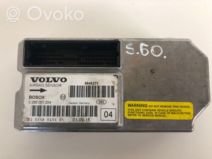 Volvo S60 Module de contrôle airbag 0285001254