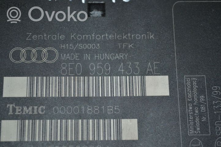 Audi A4 S4 B6 8E 8H Module confort 8E0959433AE