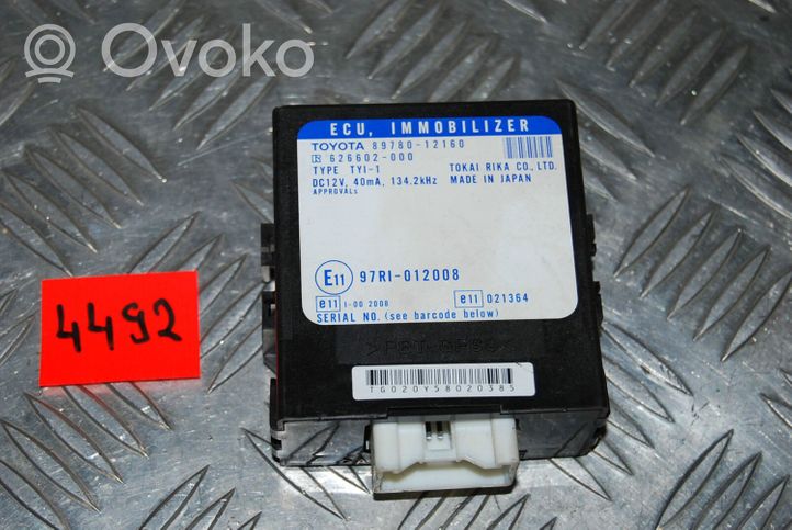 Toyota Corolla E120 E130 Moduł / Sterownik immobilizera 8978012160