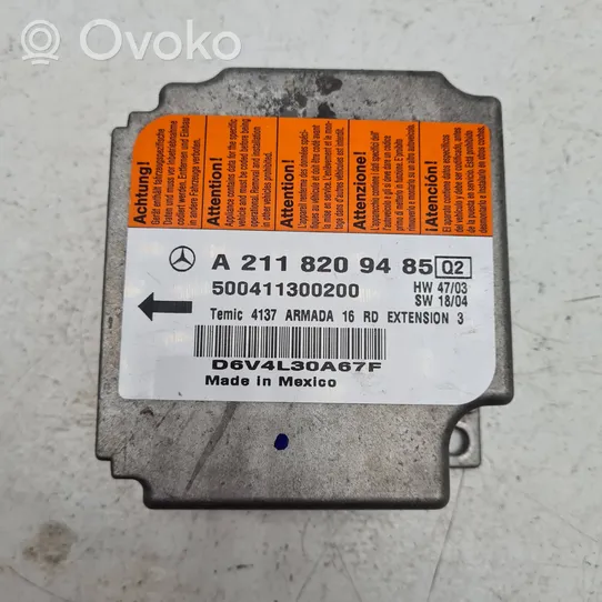 Mercedes-Benz C W203 Module de contrôle airbag A2118209485