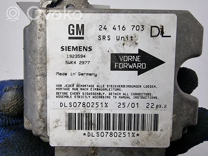 Opel Astra G Module de contrôle airbag 24416703DL