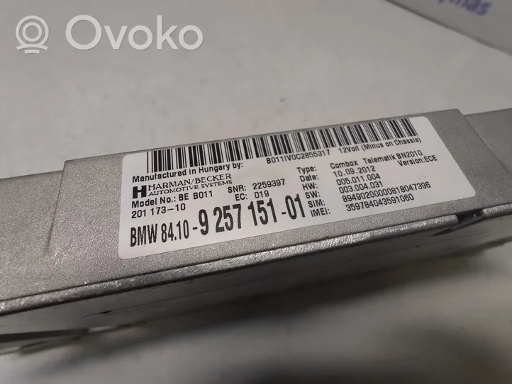 BMW 3 F30 F35 F31 Sterownik / Moduł sterujący telefonem 9257151