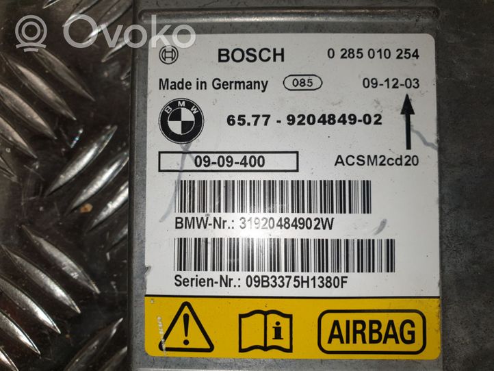 BMW X5 E70 Centralina/modulo airbag 9204849