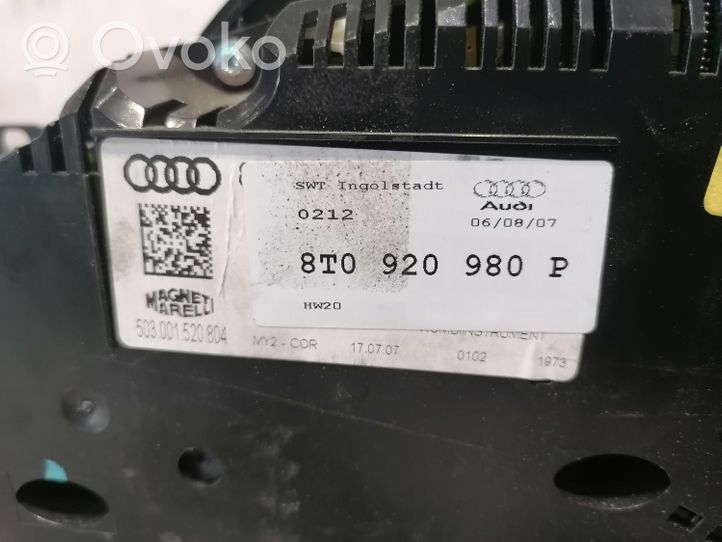 Audi A5 8T 8F Compteur de vitesse tableau de bord 8T0920980P