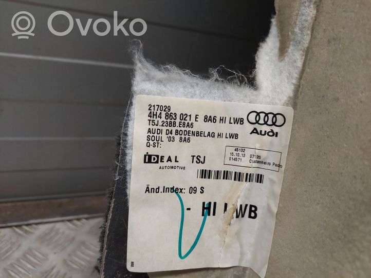 Audi A8 S8 D4 4H Tapis de sol / moquette de cabine arrière 4H4863021E