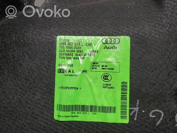 Audi A5 Apatinis, bagažinės šono, apdailos skydas 8W6863879L