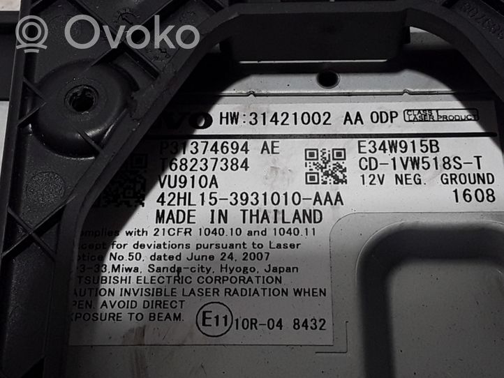 Volvo XC90 Radio/CD/DVD/GPS-pääyksikkö 31374694