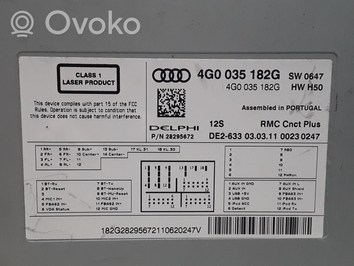 Audi A6 S6 C7 4G Radio/CD/DVD/GPS-pääyksikkö 4G0035182G