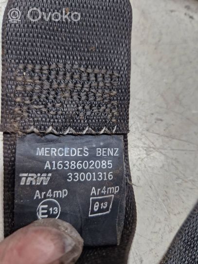 Mercedes-Benz ML W163 Pas bezpieczeństwa fotela tylnego A1638602085