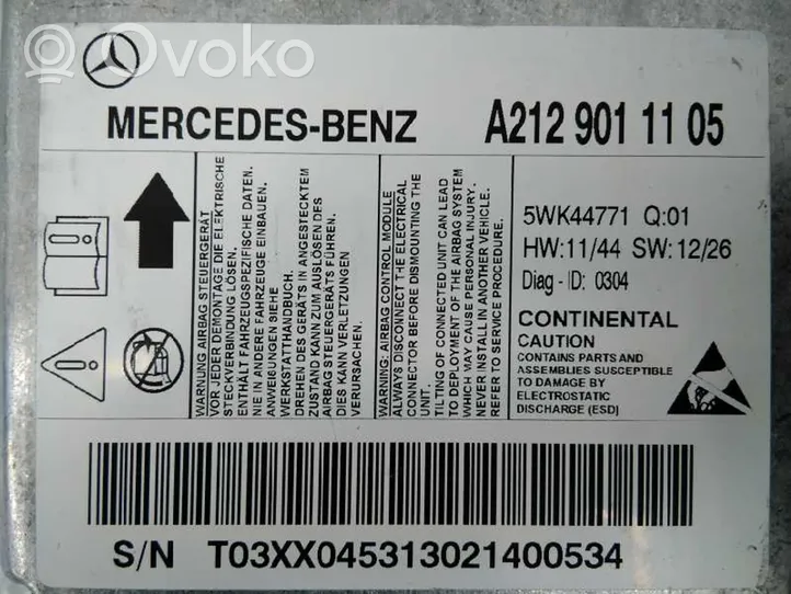 Mercedes-Benz E W212 Centralina/modulo airbag A2129011105