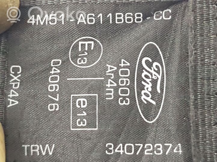 Ford Kuga I Pas bezpieczeństwa fotela tylnego 4M51A611B68