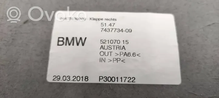 BMW 5 G30 G31 Apatinis, bagažinės šono, apdailos skydas 7437734