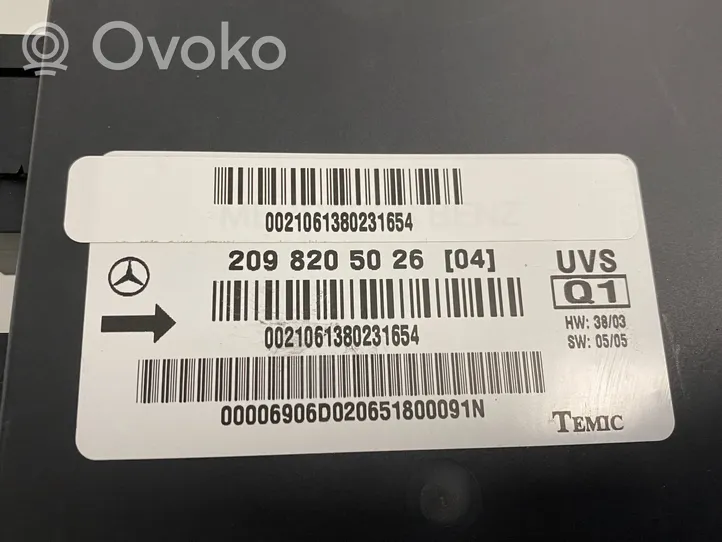 Mercedes-Benz CLK A209 C209 Pakeliamo stogo valdymo modulis 2098205026