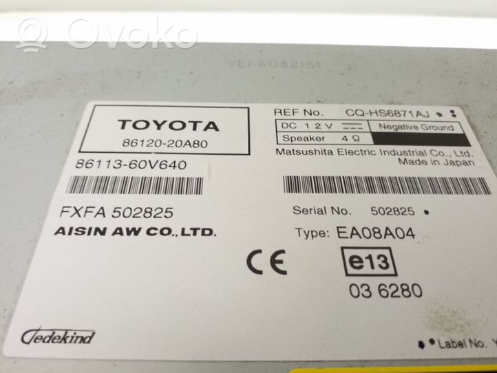Toyota Avensis T270 Unità principale autoradio/CD/DVD/GPS 8612020A80
